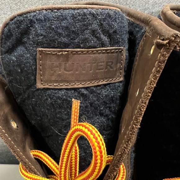 Hunter Henson Boots Navy Quilted Brown Oiled Leather Heeled Size 38 - Picture 7 of 14